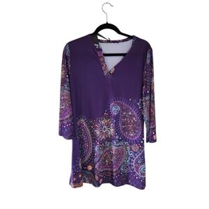 Lily by Firmiana Purple Paisley Women's Top